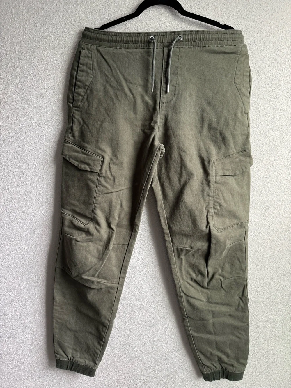 Denim&Co Olive Green Cargo Joggers with Drawstring